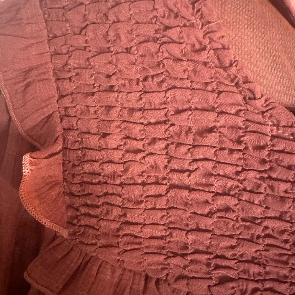 NWT SIZE S Love Pink Long Sleeve Smocked Blouse with Bib Collar