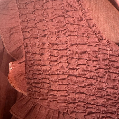 NWT SIZE S Love Pink Long Sleeve Smocked Blouse with Bib Collar