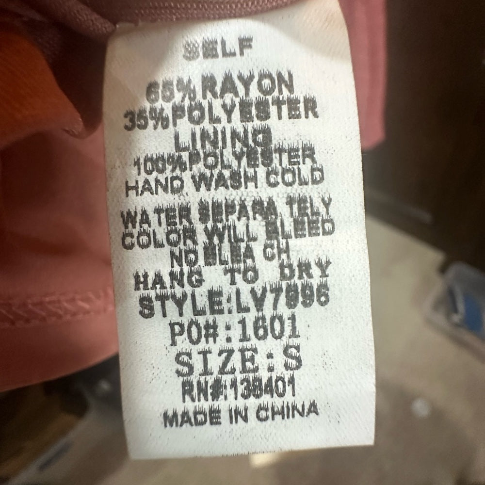 NWT SIZE S Love Pink Long Sleeve Smocked Blouse with Bib Collar