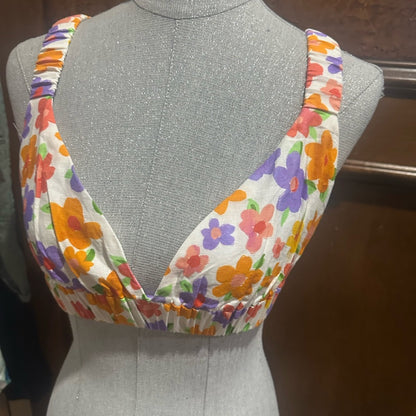 NWT SIZE 4 PepperMayo Floral Crop Top - Multicolor