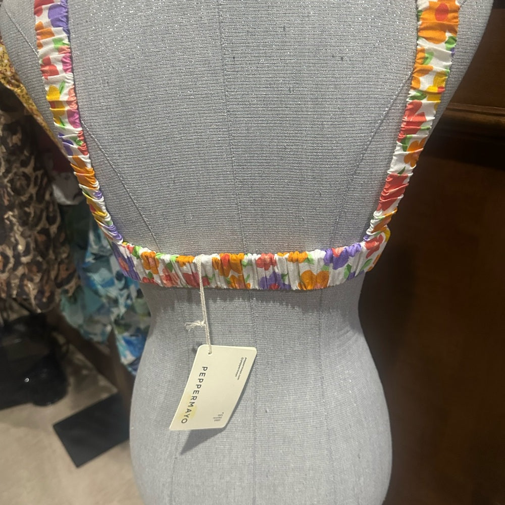 NWT SIZE 4 PepperMayo Floral Crop Top - Multicolor