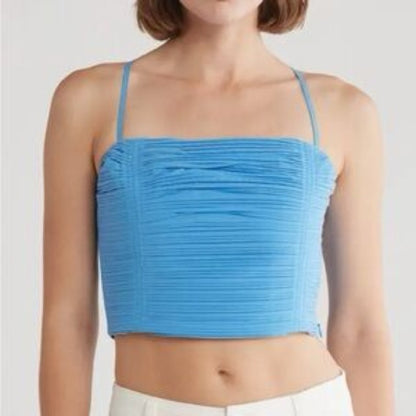 NWOT SIZE 10 Madewell Sky Blue Ruched Crop Camisole