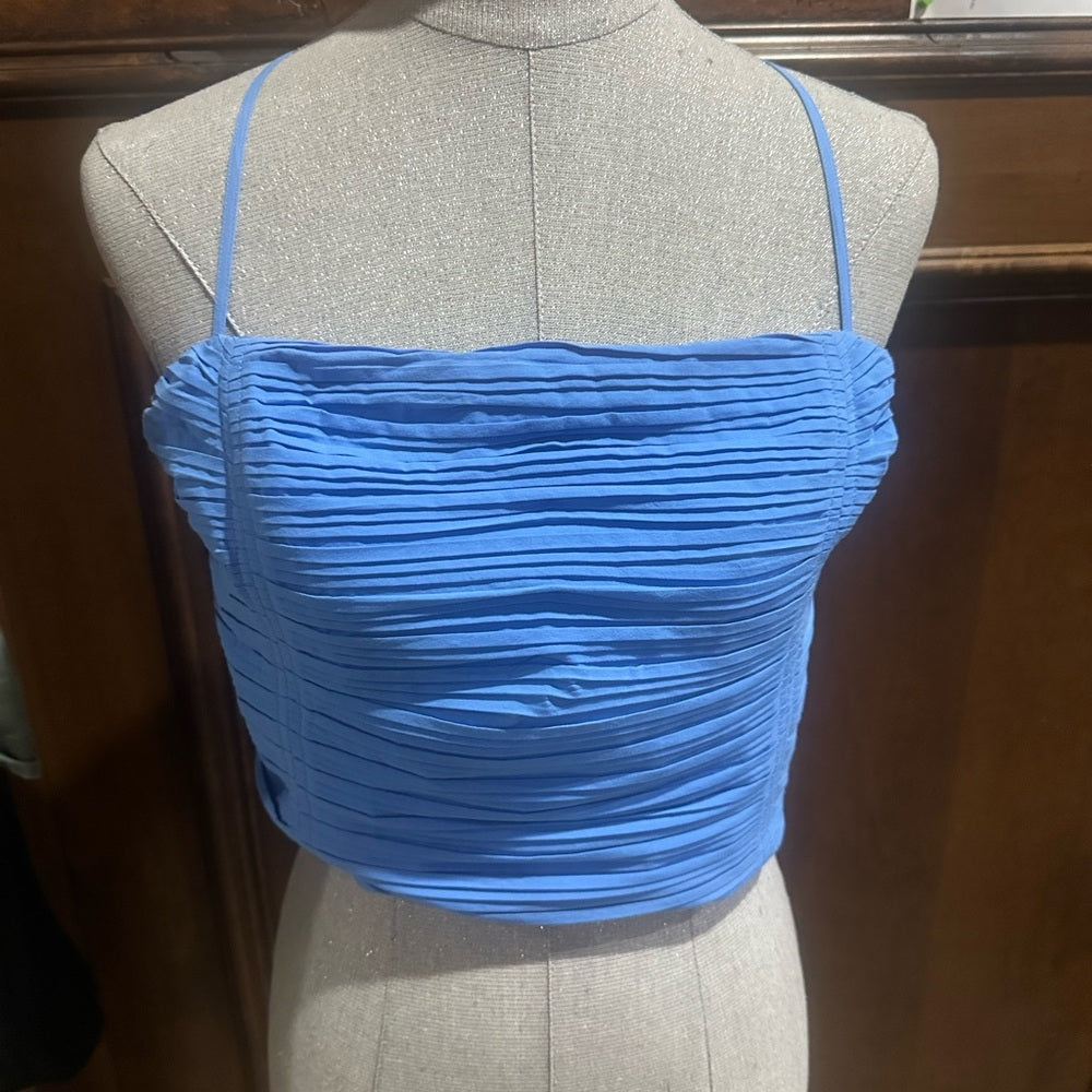 NWOT SIZE 10 Madewell Sky Blue Ruched Crop Camisole