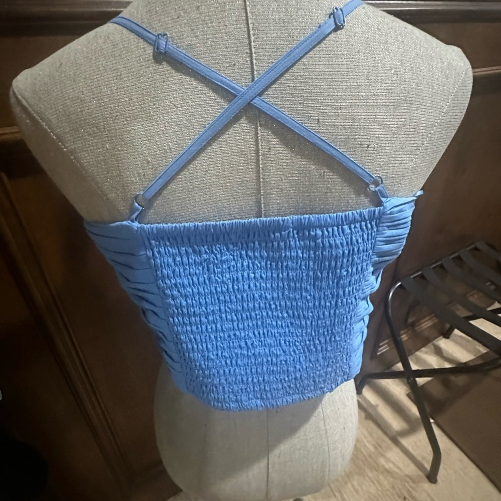 NWOT SIZE 10 Madewell Sky Blue Ruched Crop Camisole