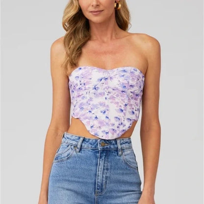 NWOT SIZE XS/ M Bardot Purple and Pink Sleeveless Bustier Crop Top