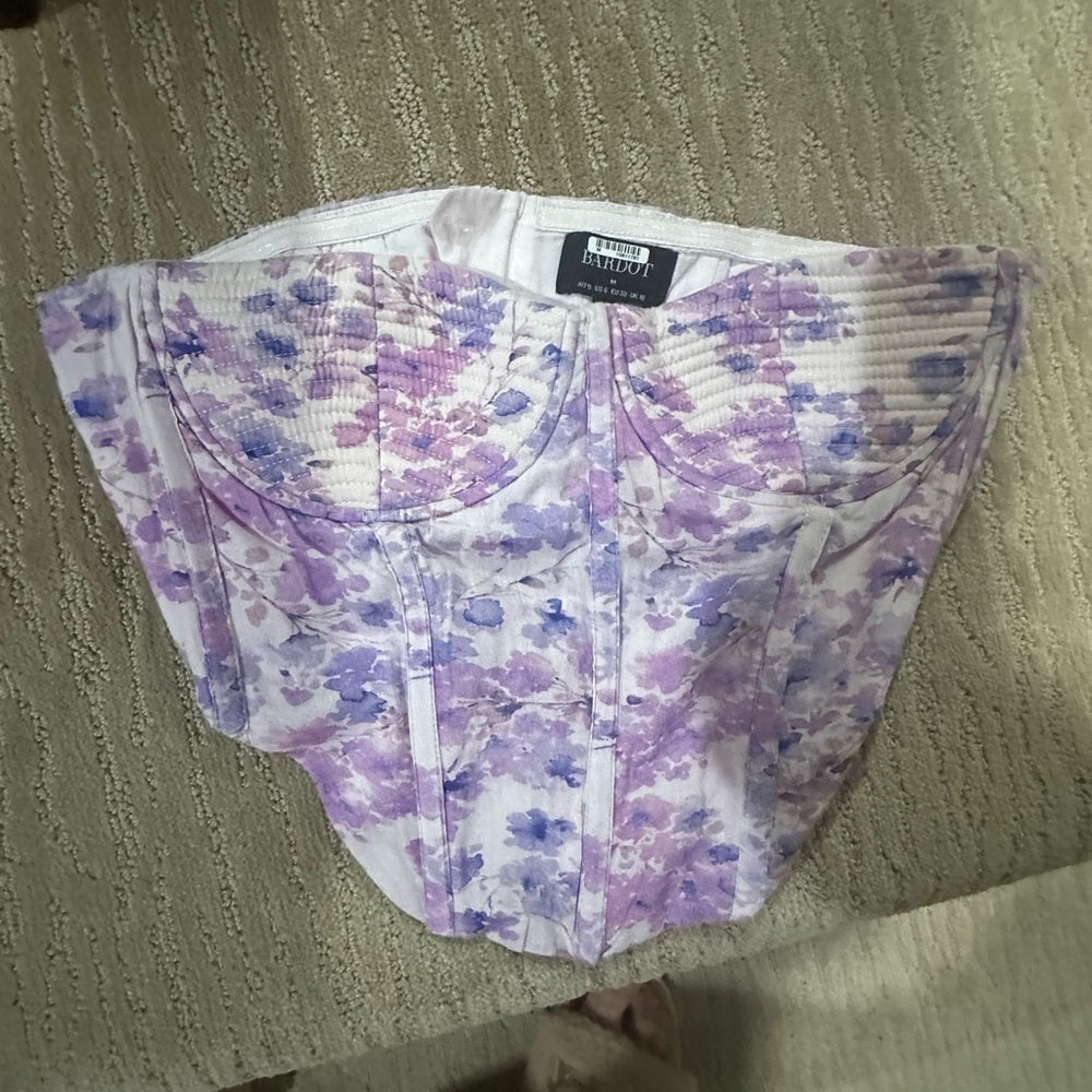NWOT SIZE XS/ M Bardot Purple and Pink Sleeveless Bustier Crop Top