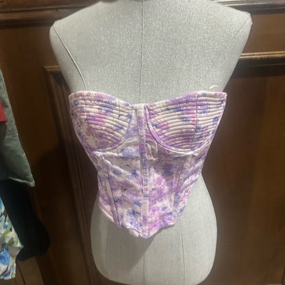 NWOT SIZE XS/ M Bardot Purple and Pink Sleeveless Bustier Crop Top