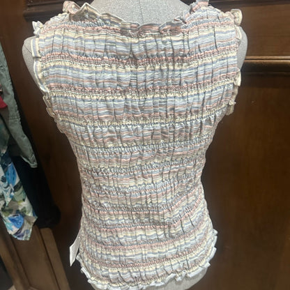 NWOT SIZE 10 Topshop Gray Ruffled Smocked Tank Top