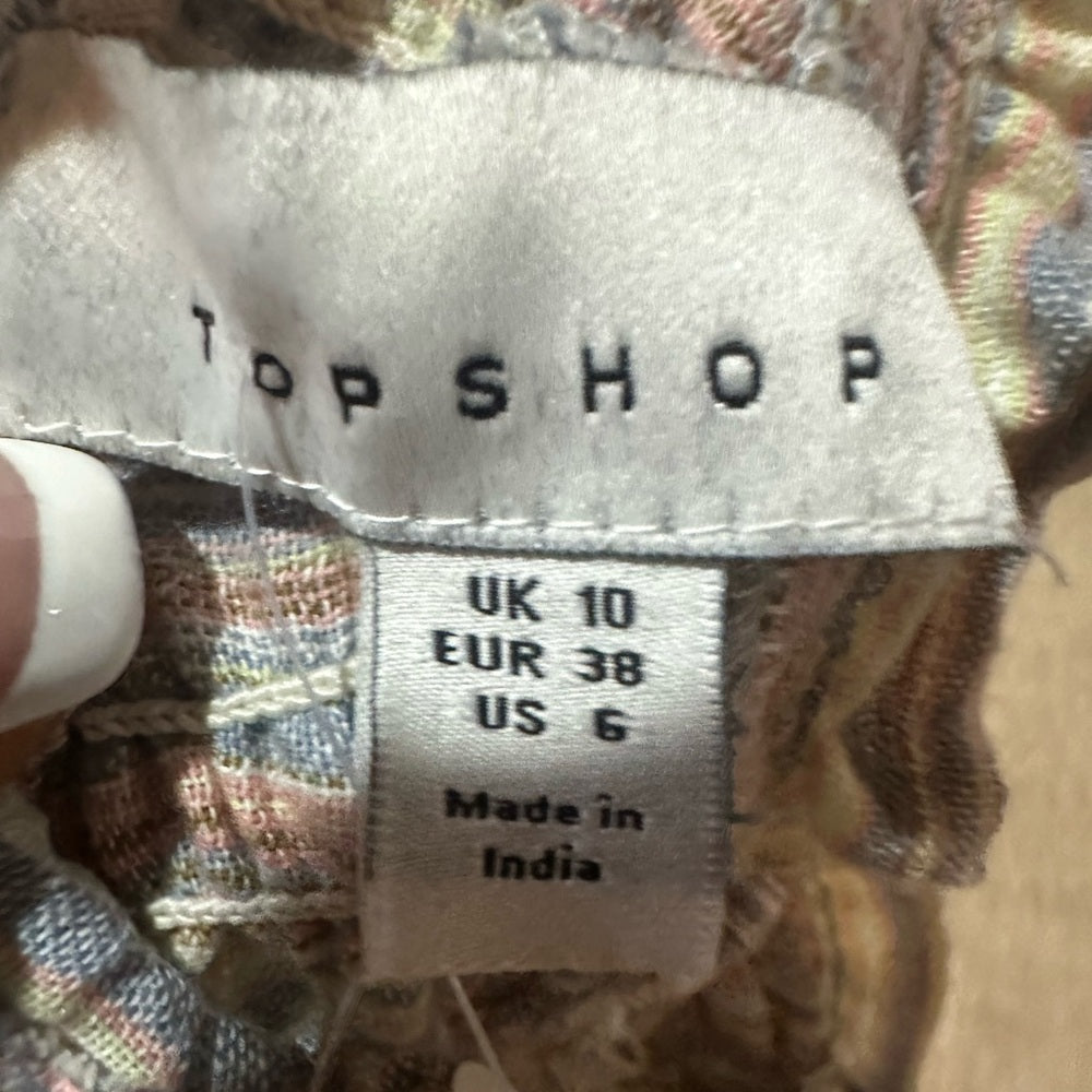 NWOT SIZE 10 Topshop Gray Ruffled Smocked Tank Top