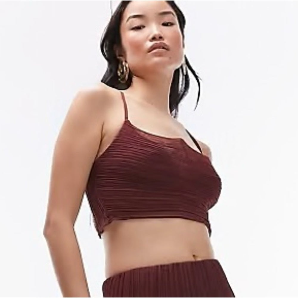 NWT SIZE 10 Topshop Red Ribbed Crop Camisole
