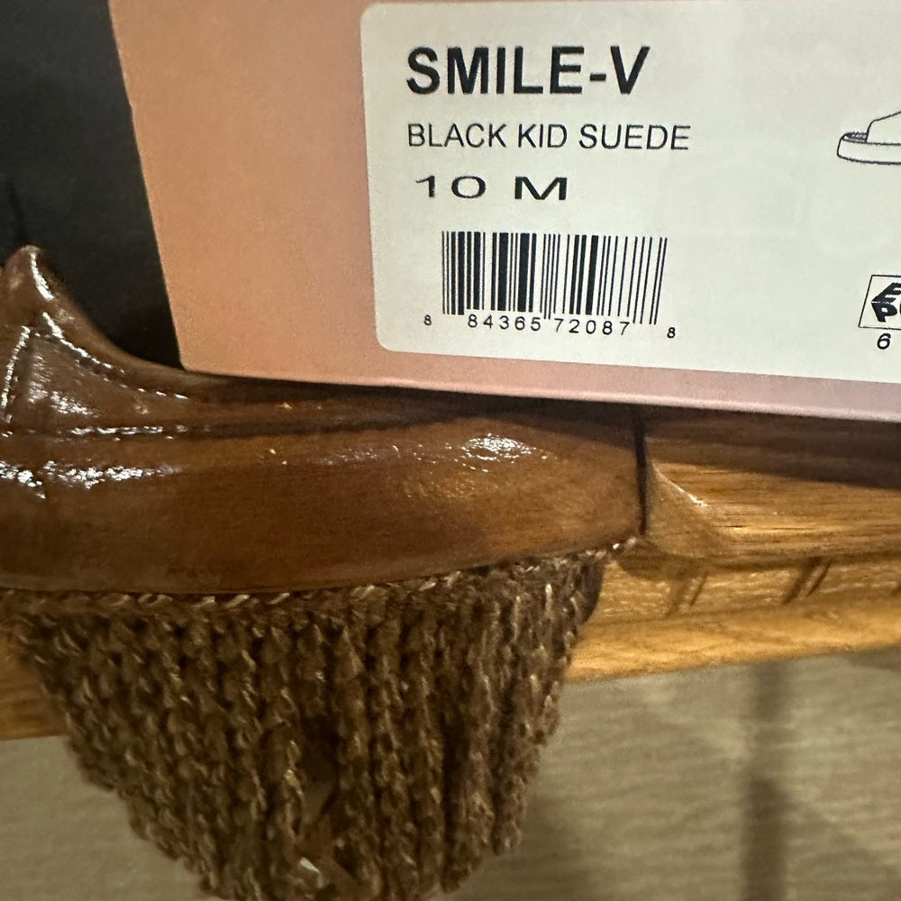 4.138.142. NEW SIZE 10 Black Espadrille Slides with Jute Sole