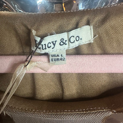 Gold Tan Sequin Sheath Mini Dress Plunge Neckline