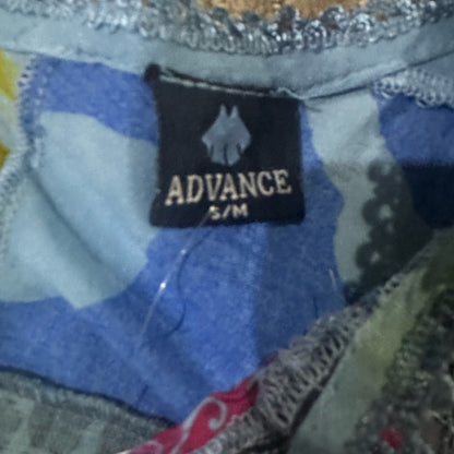 NWT SIZE S/M Advance Apparels Asymmetrical Flutter Sleeve Tunic Blue and Red