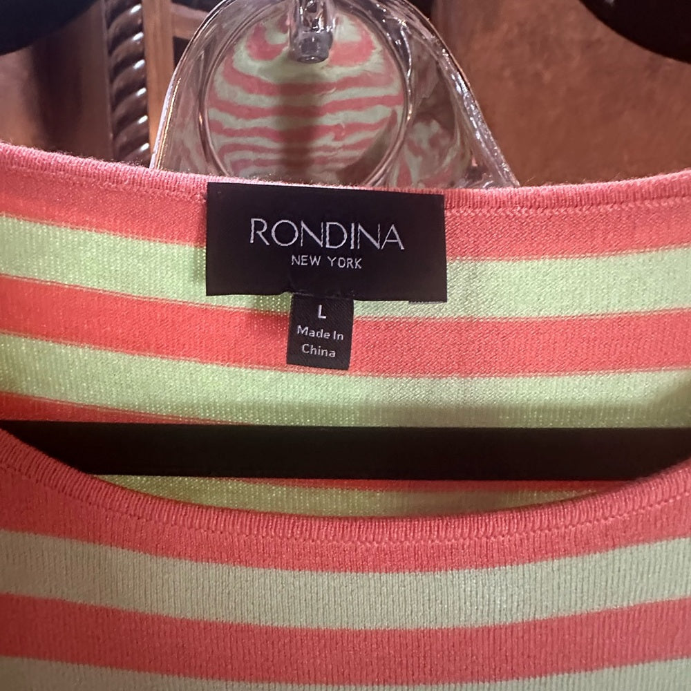 NWT SIZE L Striped Sleeveless Top - Green and Pink