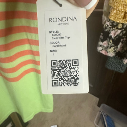 NWT SIZE L Striped Sleeveless Top - Green and Pink