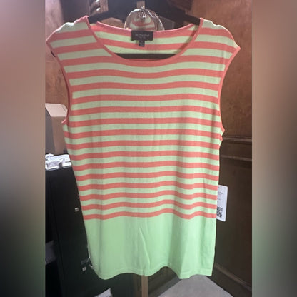 NWT SIZE L Striped Sleeveless Top - Green and Pink