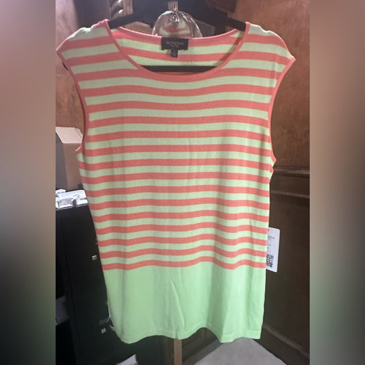 NWT SIZE L Striped Sleeveless Top - Green and Pink