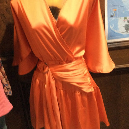NWT SIZE M She + Sky Orange Jumpsuit with Wrap Design