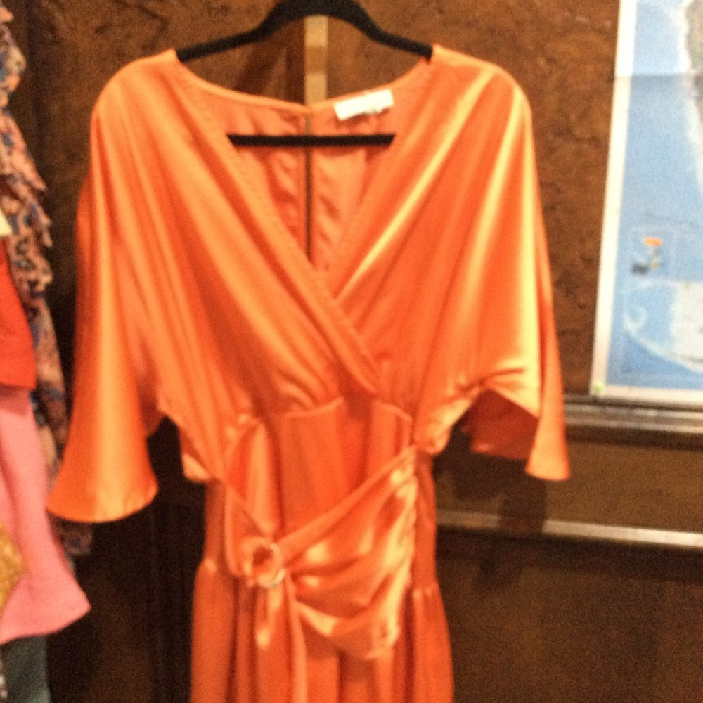 NWT SIZE M She + Sky Orange Jumpsuit with Wrap Design