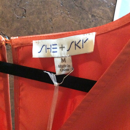 NWT SIZE M She + Sky Orange Jumpsuit with Wrap Design