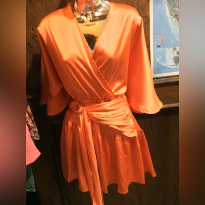NWT SIZE M She + Sky Orange Jumpsuit with Wrap Design