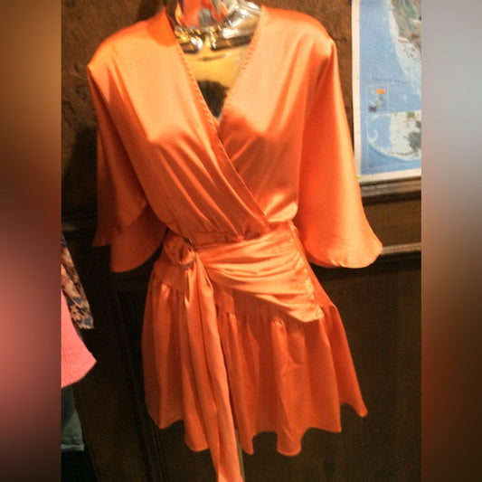NWT SIZE M She + Sky Orange Jumpsuit with Wrap Design