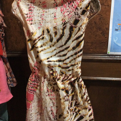 NWT size L Brown and Tan Sleeveless Notched Collar Mini Sundress