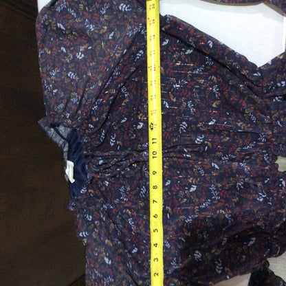 Parker Relaxed Peplum Blouse with Puff Sleeves in Blue and Red