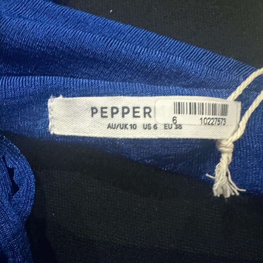 NWT SIZE 2/4/6/8 Peppermayo Blue Crop Top with Tie Front and Cut Out