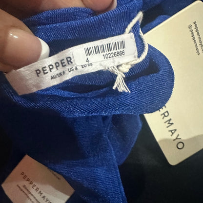 NWT SIZE 2/4/6/8 Peppermayo Blue Crop Top with Tie Front and Cut Out