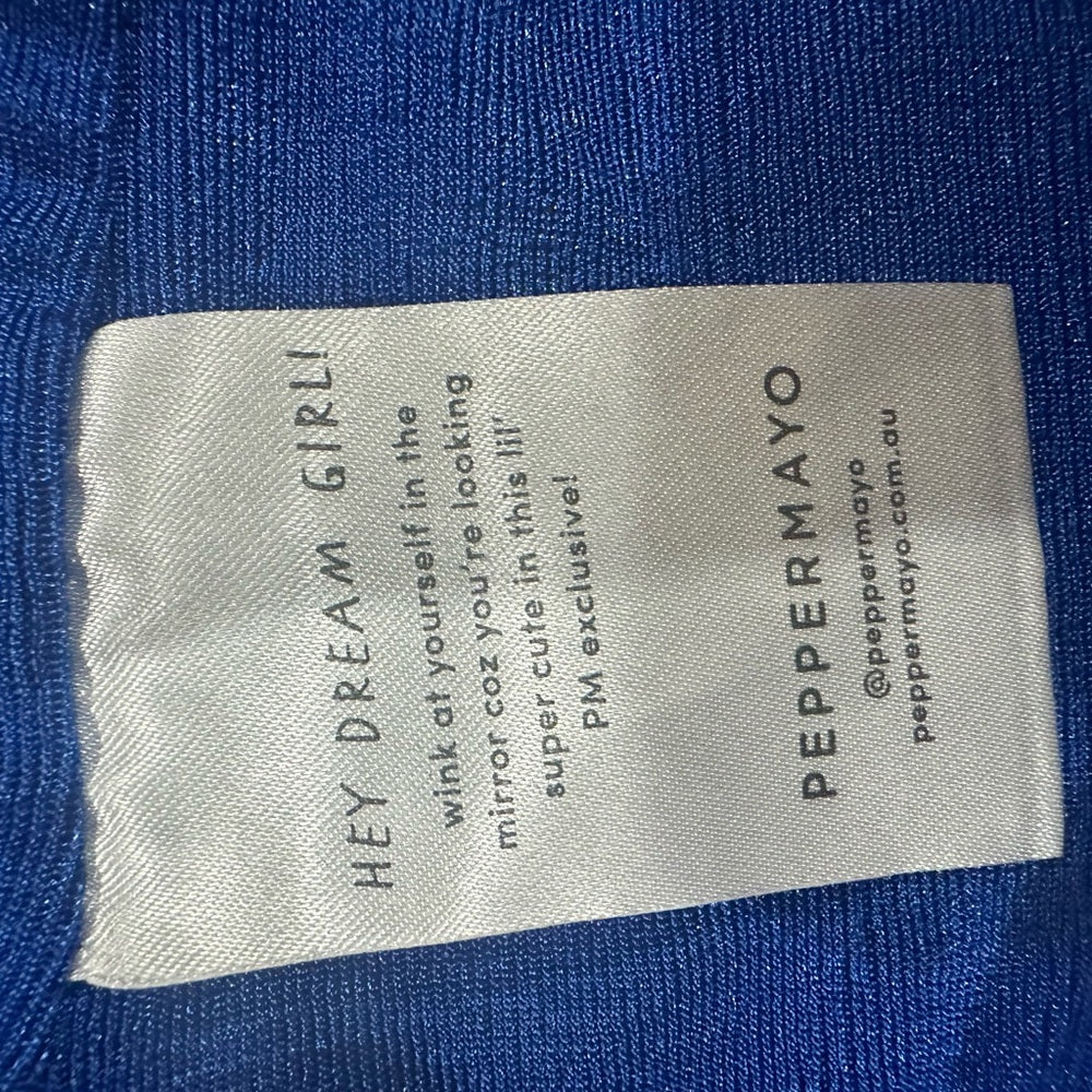 NWT SIZE 2/4/6/8 Peppermayo Blue Crop Top with Tie Front and Cut Out