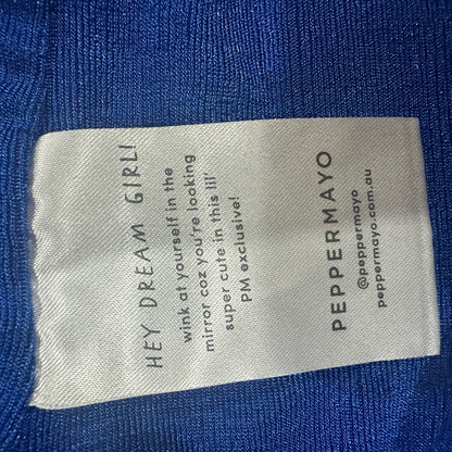 NWT SIZE 2/4/6/8 Peppermayo Blue Crop Top with Tie Front and Cut Out