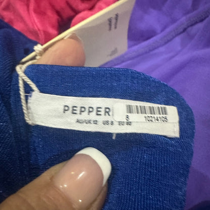 NWT SIZE 2/4/6/8 Peppermayo Blue Crop Top with Tie Front and Cut Out