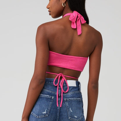 NWT SIZE 4 Peppermayo Pink Sleeveless Ruched Crop Top