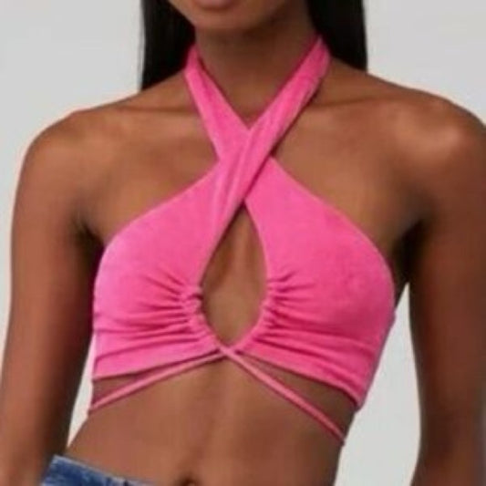 NWT SIZE 4 Peppermayo Pink Sleeveless Ruched Crop Top