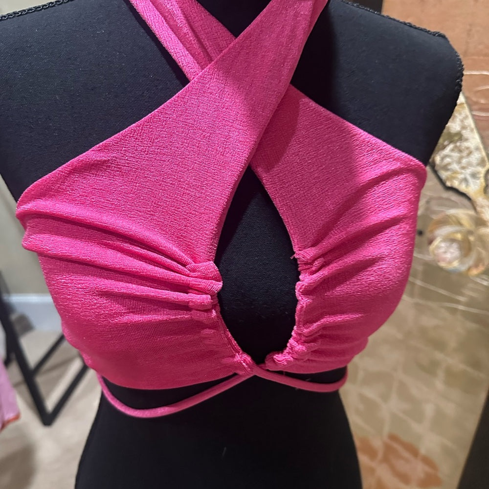 NWT SIZE 4 Peppermayo Pink Sleeveless Ruched Crop Top