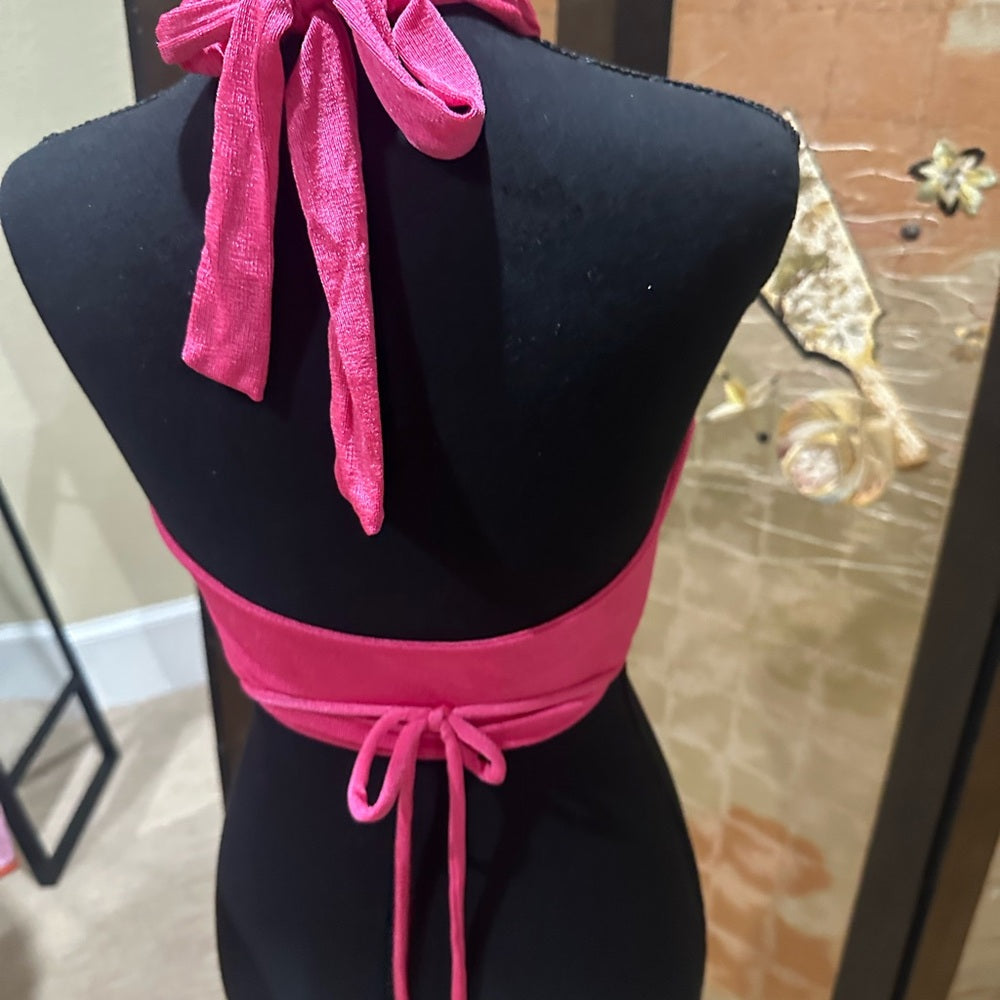 NWT SIZE 4 Peppermayo Pink Sleeveless Ruched Crop Top