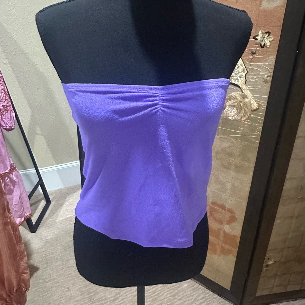 NWOT SIZE S/M Purple Strapless Ruched Crop Top