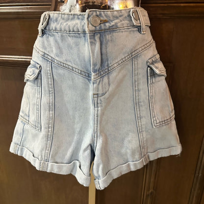 SIZE 27 Blank NYC Blue Cargo Denim Shorts Relaxed Fit