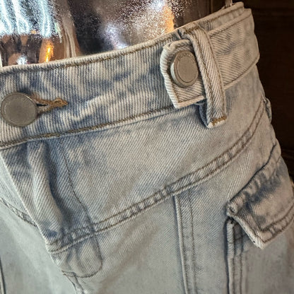 SIZE 27 Blank NYC Blue Cargo Denim Shorts Relaxed Fit