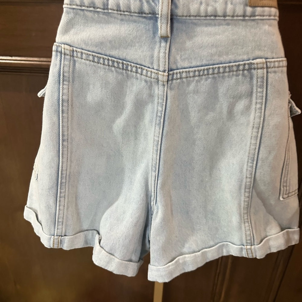 SIZE 27 Blank NYC Blue Cargo Denim Shorts Relaxed Fit