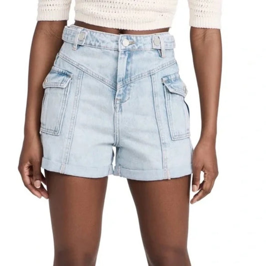 SIZE 27 Blank NYC Blue Cargo Denim Shorts Relaxed Fit