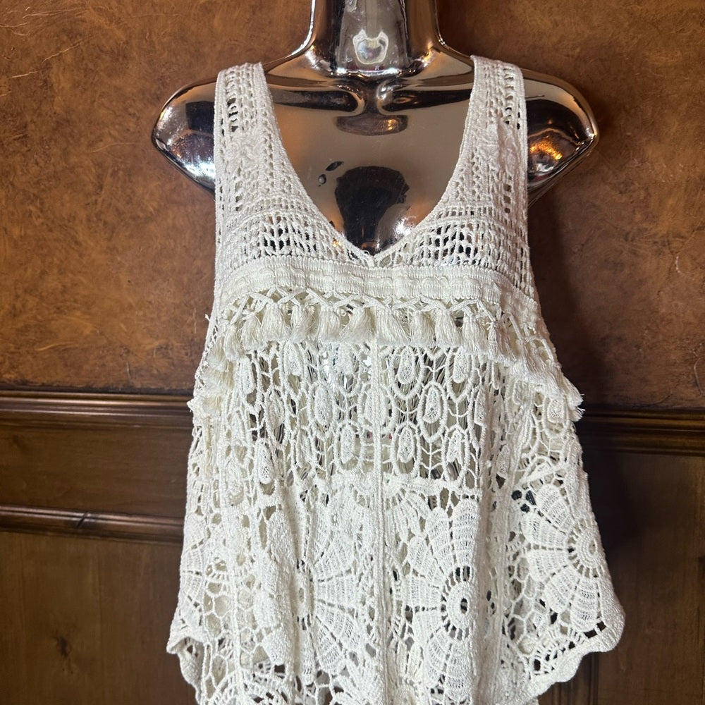 NWOT SIZE OS POL Cream Ruffled Cropped Blouse