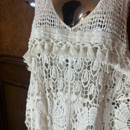 NWOT SIZE OS POL Cream Ruffled Cropped Blouse