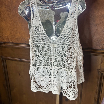 NWOT SIZE OS POL Cream Ruffled Cropped Blouse