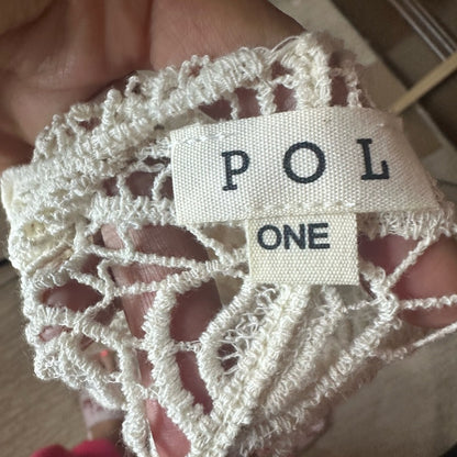 NWOT SIZE OS POL Cream Ruffled Cropped Blouse