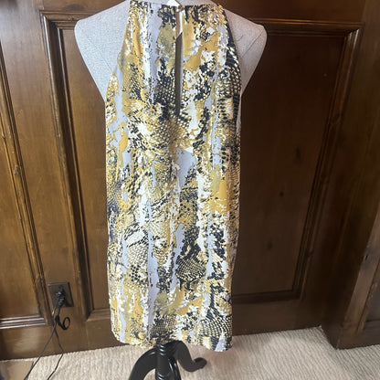 NWOT SIZE L Tyche Blue and Gold Sheath Mini Dress