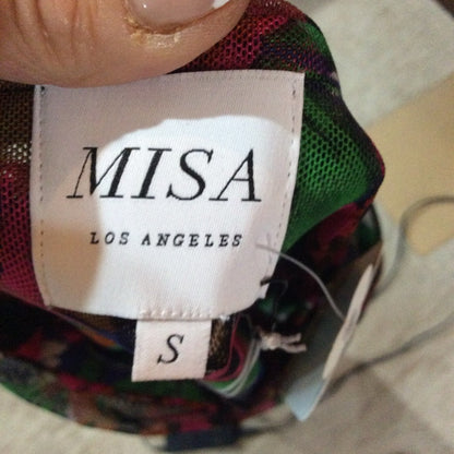 NWT SIZE S Misa Los Angeles Asymmetrical Pink and Green Wrap Skirt