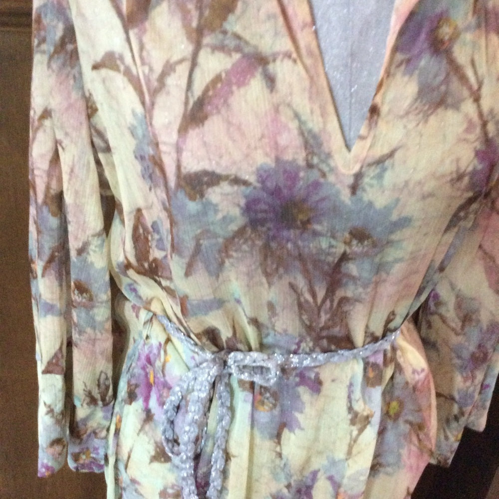 NWT size s Chic Yellow and Purple Tiered Midi Sundress