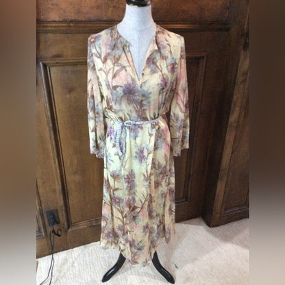 NWT size s Chic Yellow and Purple Tiered Midi Sundress